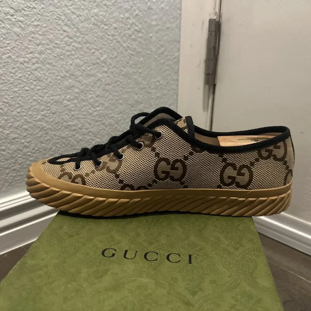AUTHENTIC GUCCI MAXI GG LOW TOP MONOGRAM SNEAKERS 703031 GG 10 (fits USA SZ 11)
